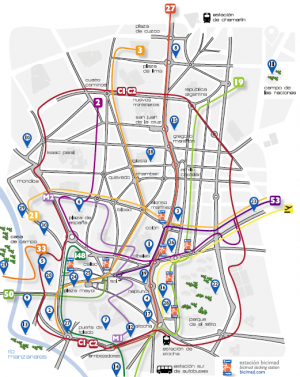Plano Turístico de los Autobuses de Madrid